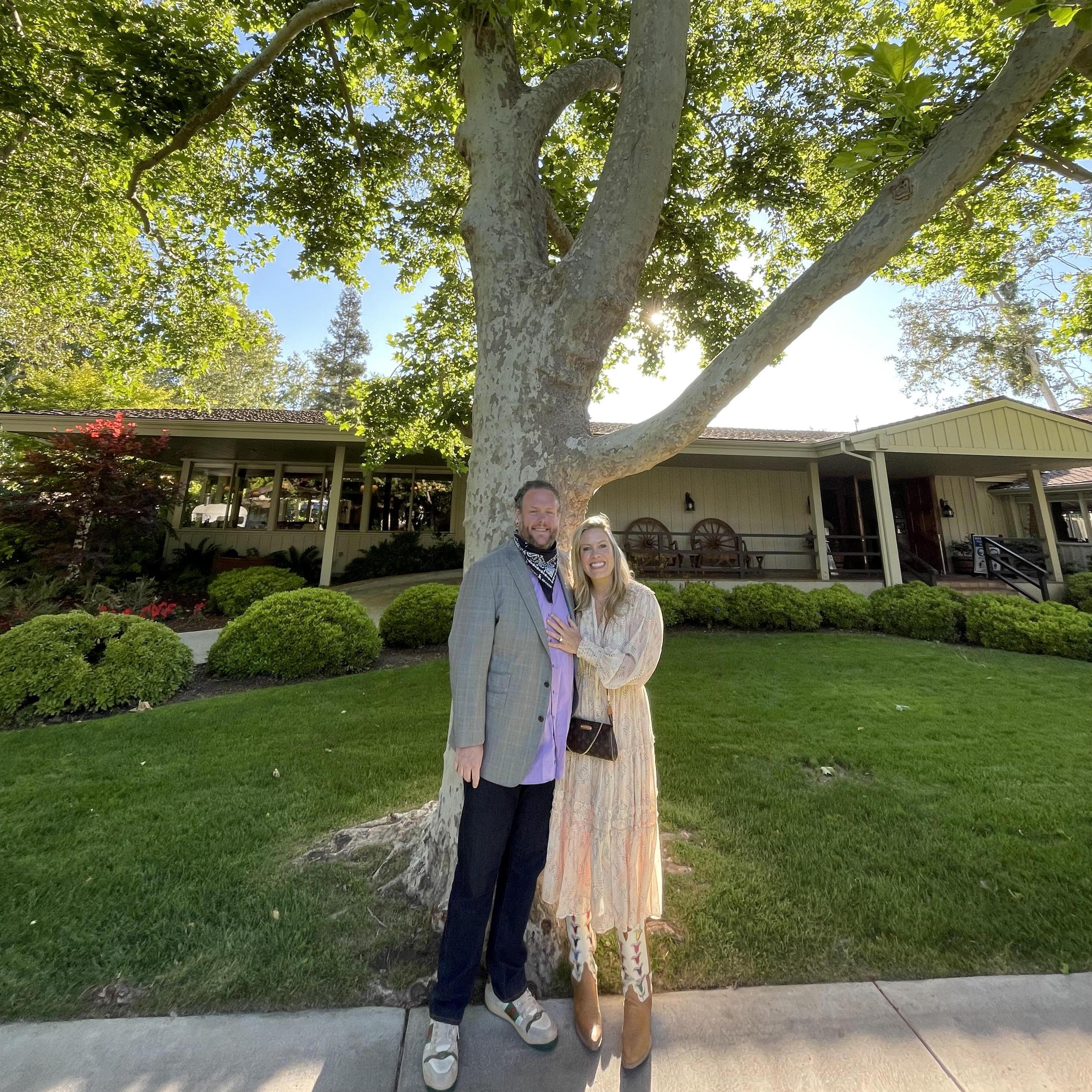 Our first "annual" photo in front of our tree at The Alisal, June 2021
