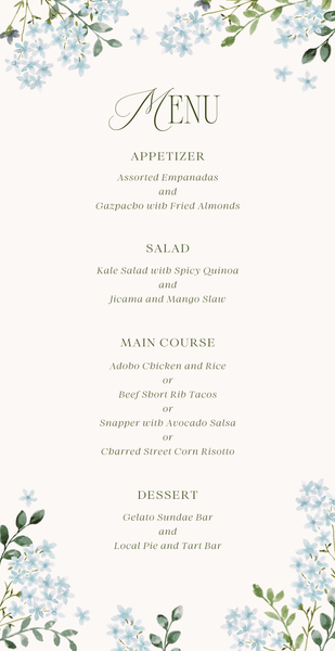 Daisi | Off-White | Zola Wedding Menus