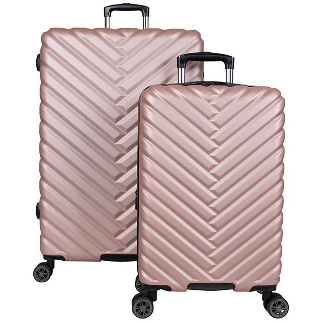 Kenneth Cole Reaction Women's Madison Square Hardside Chevron Expandable Luggage, Rose Gold, 2-Piece Set (20" & 28")