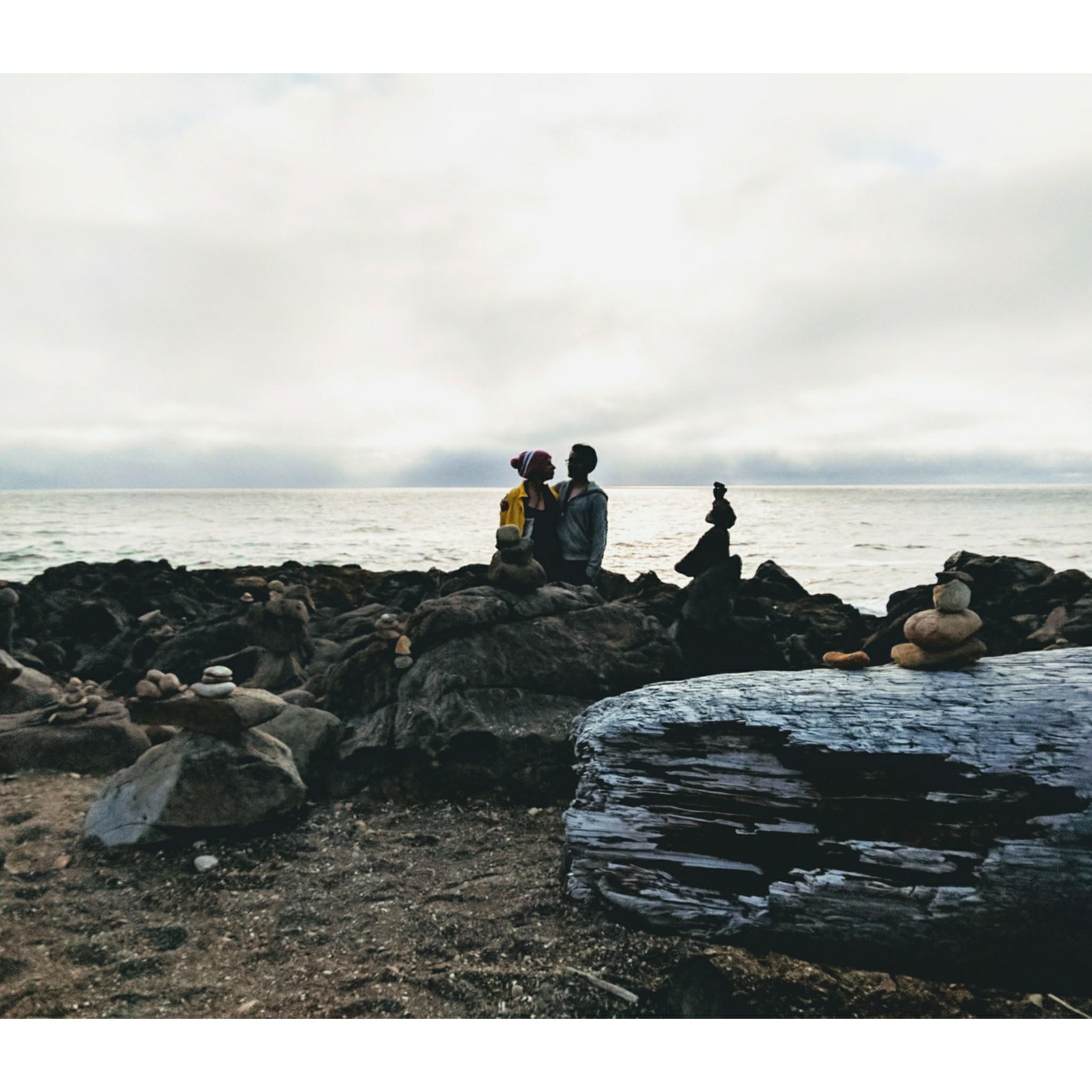 After a few rounds of trying to stack rocks like that on our heads, we settled for a normal picture.