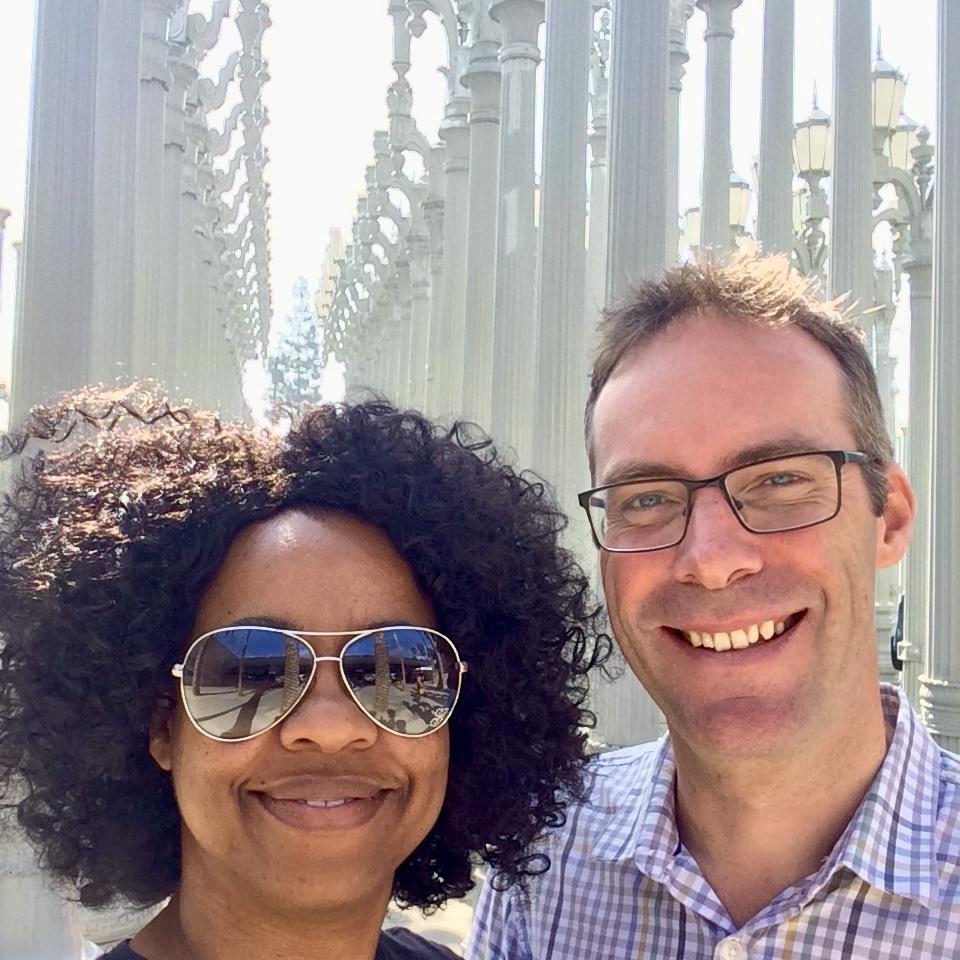 Happy at Urban Light, LACMA, 2016.