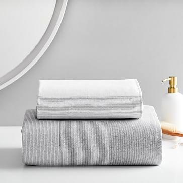 Organic Dobby Ombre Stripe Hand Towels - Pewter