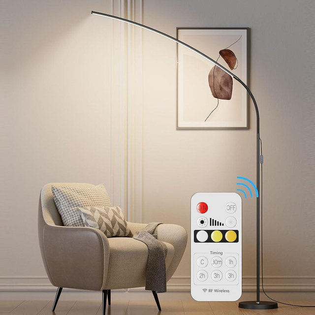 KEINVE Floor Lamp with Remote and Touch Control, 68 Inch Adjustable Standing Lamp, 3 Color Temperature Dimmable LED, Flexible Gooseneck for Reading, Living Room, Office