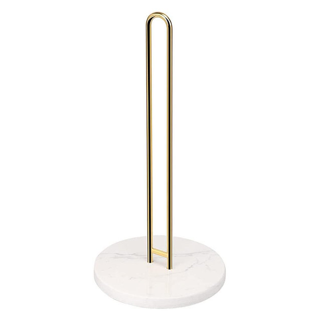 NearMoon Paper Towel Holder Countertop, Sturdy Kitchen Paper Towel Stand Dispenser-All Metal, Standard or Jumbo-Sized for Kitchen Countertop,Farmhouse, Living Room (Marble Base, Gold)