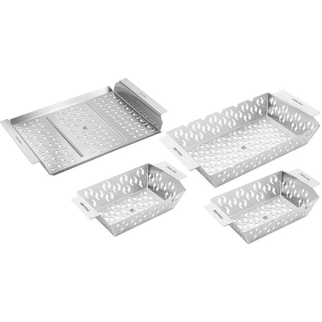 ZWILLING BBQ+ 4-pc Grill Basket Set, 2 Small Grill Baskets, 1 Medium Basket, 1 Grill Topper, Stainless-Steel, Nestable