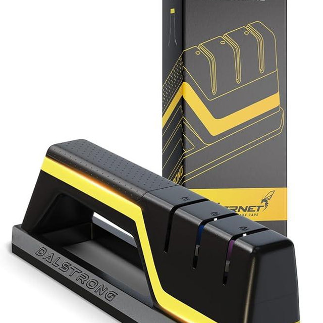 Dalstrong Hornet Kitchen Knife Sharpener - All Purpose Sharpener Refillable Water - Aluminum Alloy & Premium ABS - #180 Coarse, #400 Medium, #600 Fine Ceramic Wheels Blade Sharpening Kit Stone 磨刀石