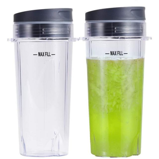 16oz Blender Cup Set for Ninja Replacement Parts Single Serve Blender Cup With Lids Set For BL770 BL780 BL660 BL740 BL810 Nutri Ninja Series Blenders (2-pack)