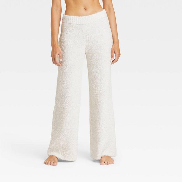 Women's Feather Yarn Lounge Wide Pajama Pants - Stars Above™ Cream M