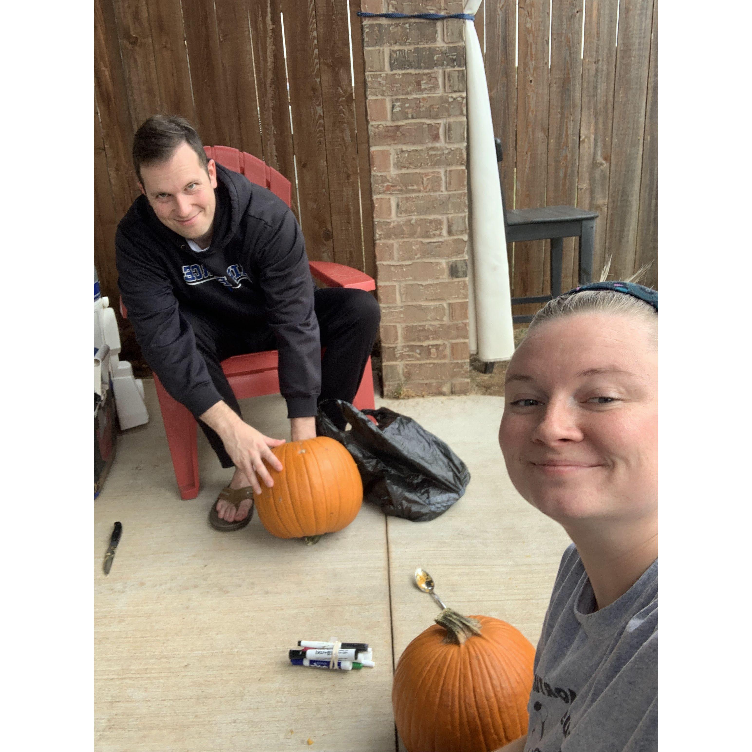 Carving pumpkins