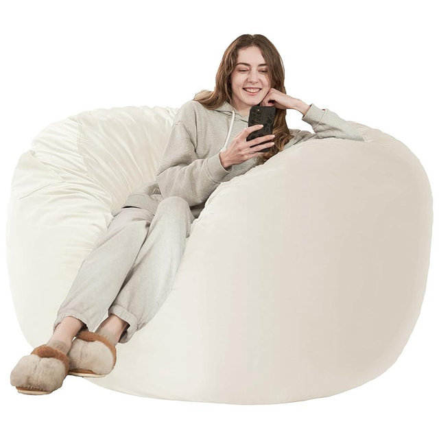 HABUTWAY Bean Bag Chair: Giant 6' Memory Foam Furniture Bean Bag Chair with Microfiber Cover - 6Ft,Beige