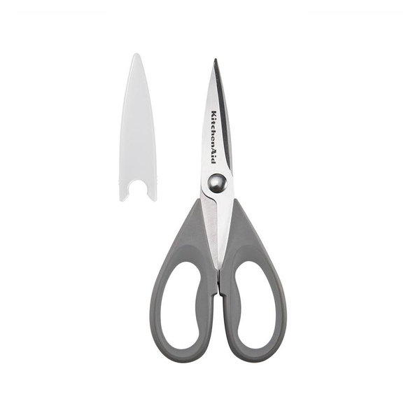 KitchenAid All Purpose Kitchen Shears with Protective Sheath Durable Stainless Steel Scissors, Dishwasher Safe, Soft Grip Comfort Handle, 8.72 Inch, Black