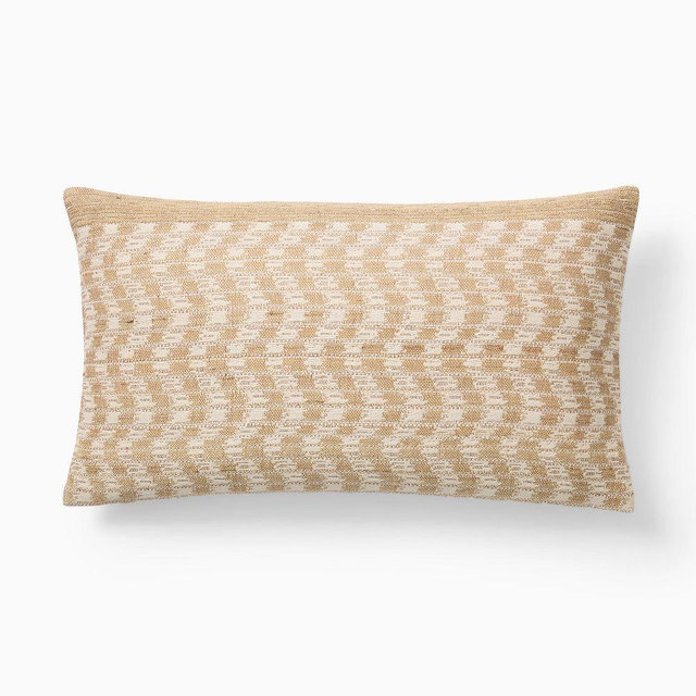 Wavy Ikat Pillow Cover, 12"x21", Camel
