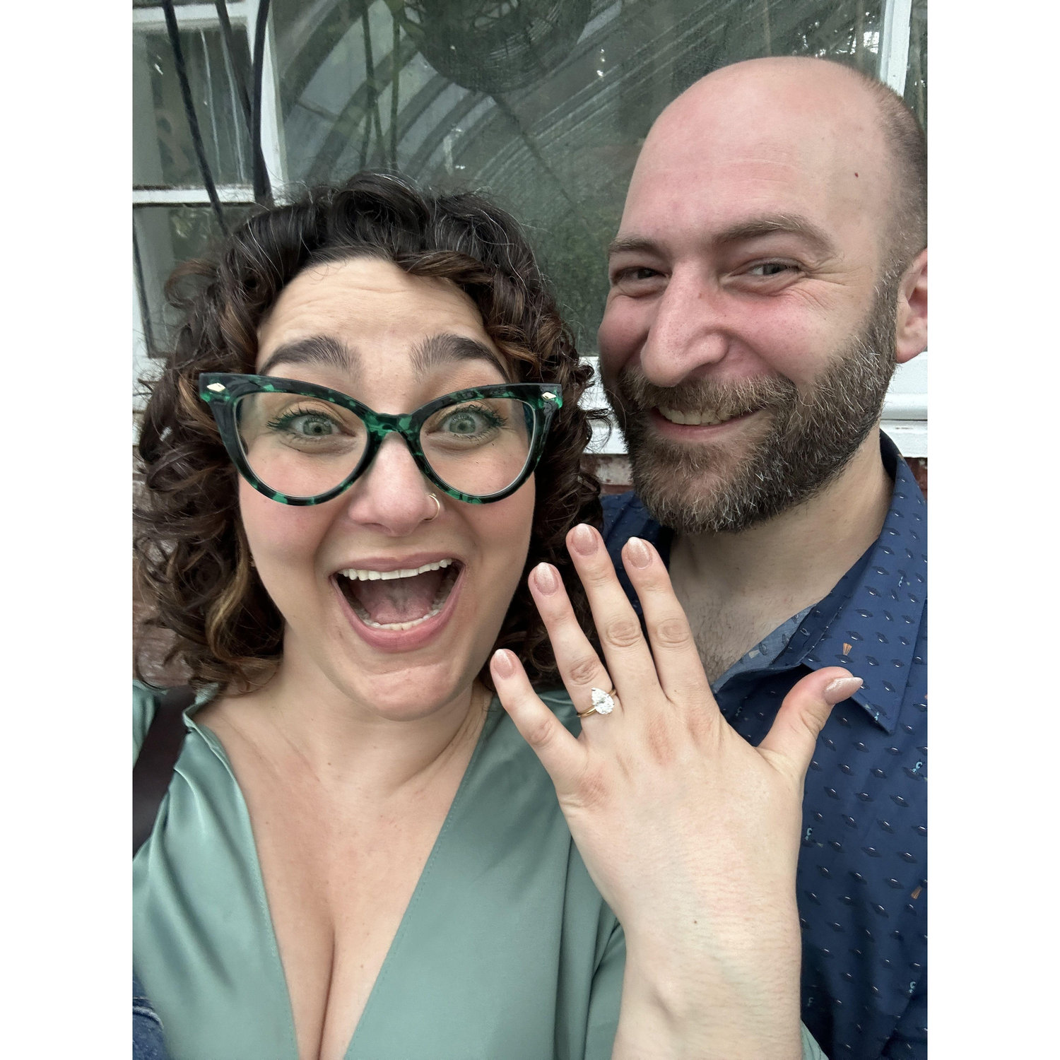 The day we proposed to one another last summer at the Mount Holyoke greenhouse!