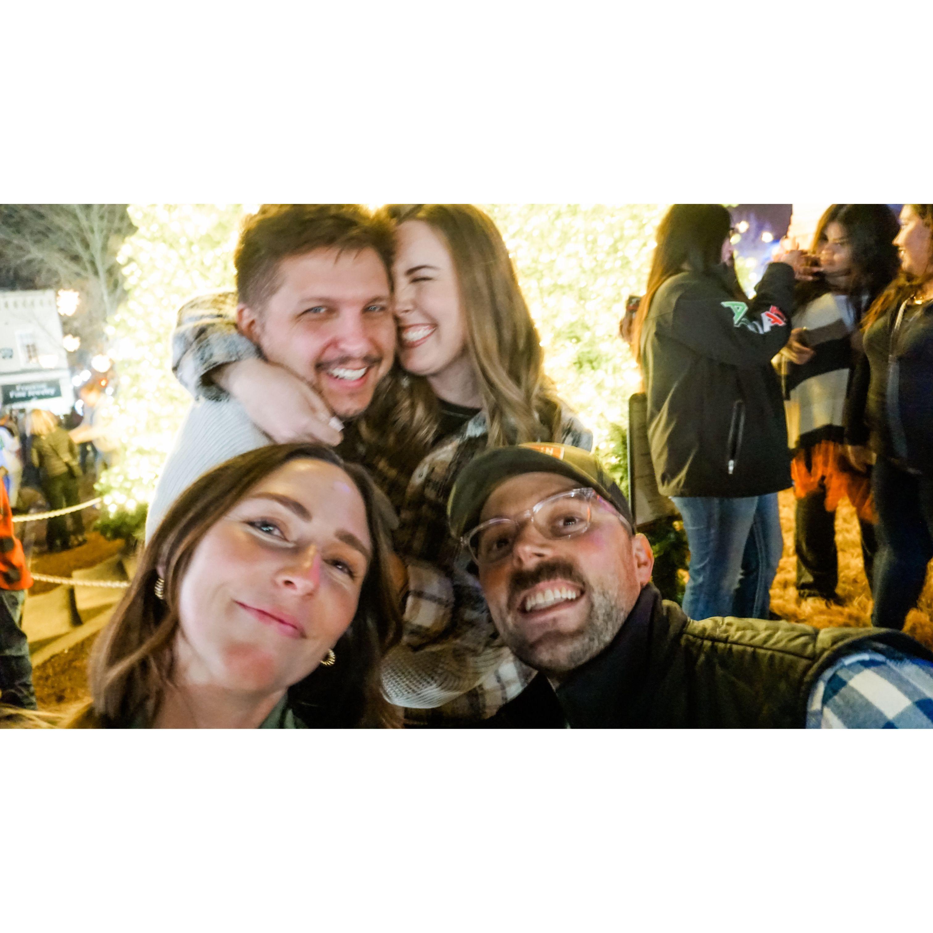 Olivia snapped this photo of us and her husband Joel right after the proposal. They helped Andy with so much of the planning!