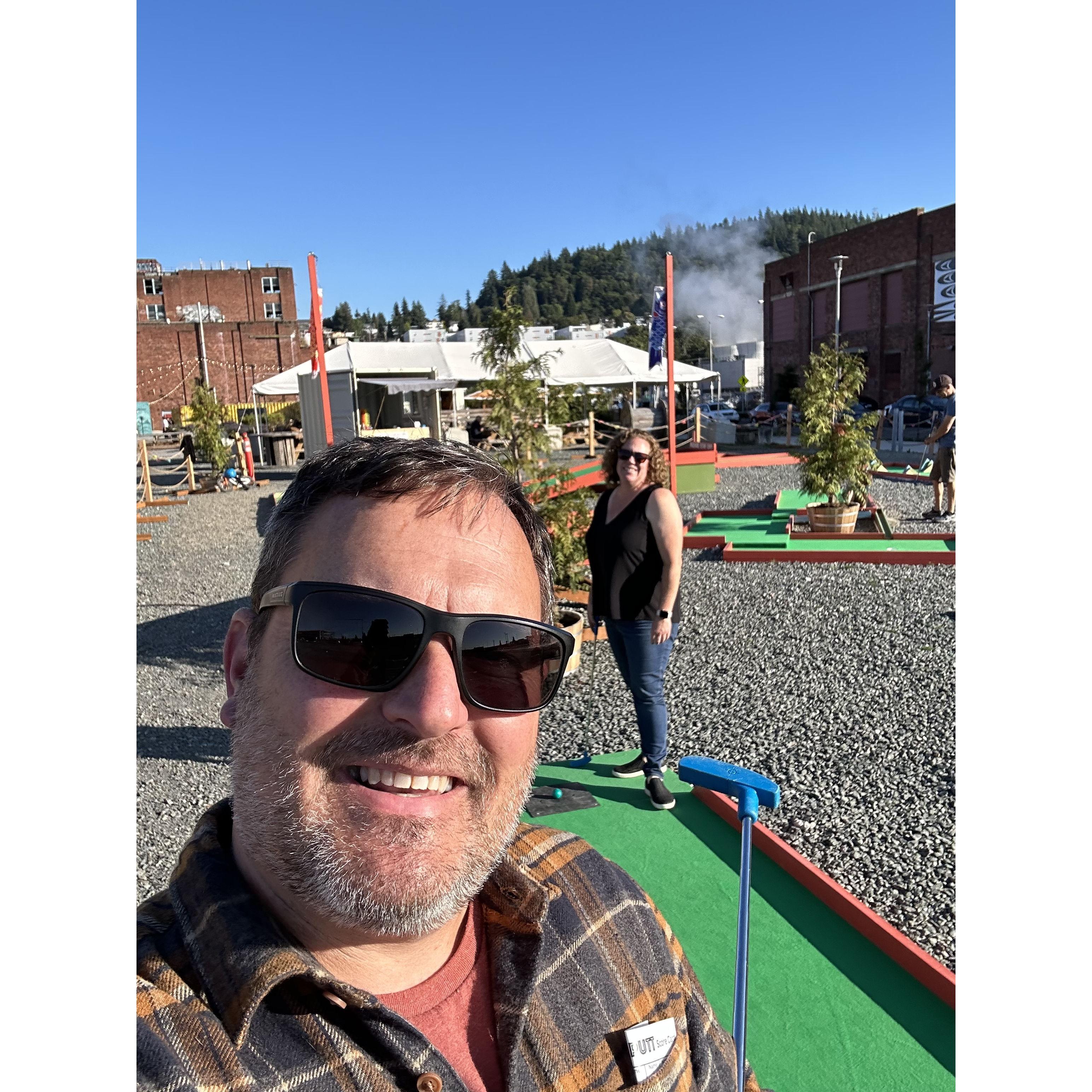 Playing mini golf last summer