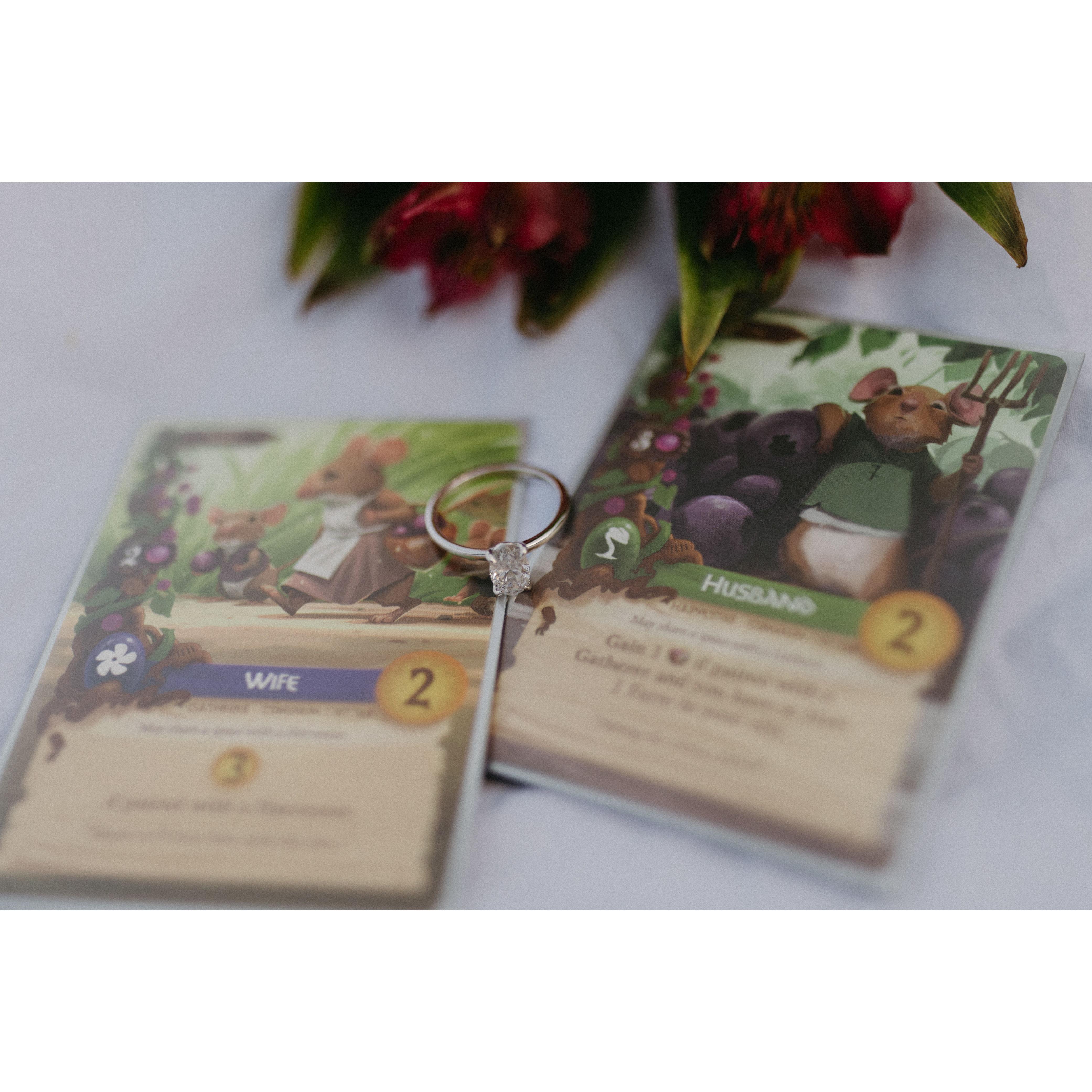 Playing cards from Megan's favorite board game Everdell.