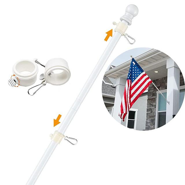 Harrms White Flag Pole,6 FT Heavy Duty Steel White Pole Kit Without Bracket for House Suitable for 2x3, 3x5, 4x6 American Flag Use for Backyard Garden Yard
