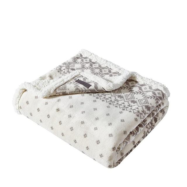 Eddie Bauer Home Ultra-Plush Collection Throw Blanket-Reversible Sherpa Fleece Cover, Soft & Cozy, Perfect for Bed or Couch, Fair Isle Peak