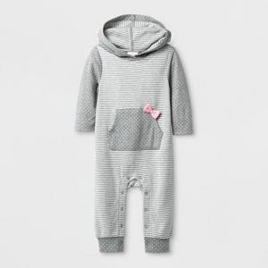 Baby Girls' Doubleknit Hooded Romper - Cat & Jack™ Gray