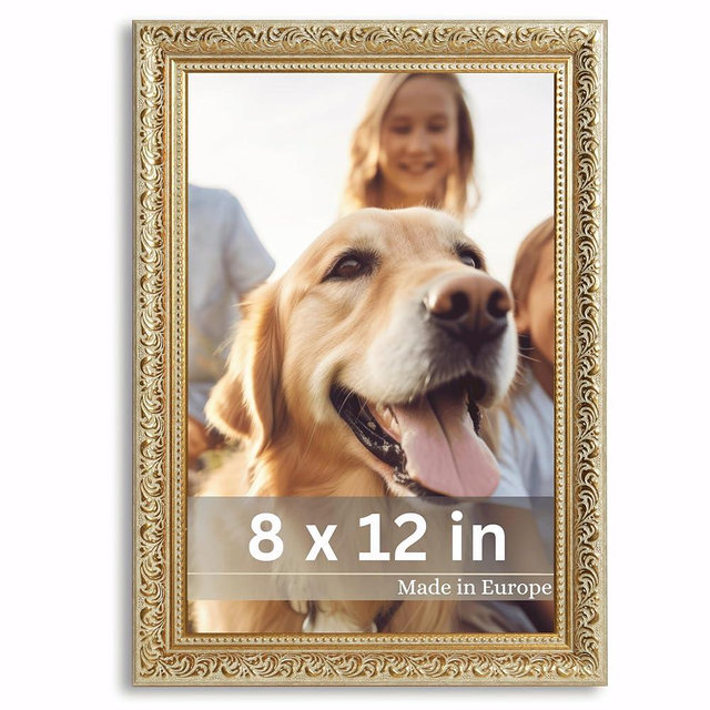 VictoR 8x12 Picture Frame Rubens Green Gold - Picture Frames 8x12 - with Shutterproof Acrylic Glass - Antique - Gold 8 by 12