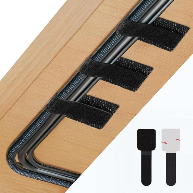 Abnii 50 PCS Hook and Loop Cable Ties, Under Desk Cable Management, Self Adhesive Cable Tidy Clips Straps, Sticky-Back Cord Organizer, Wire Organizer for TV PC Laptop Ethernet Desktop, Black