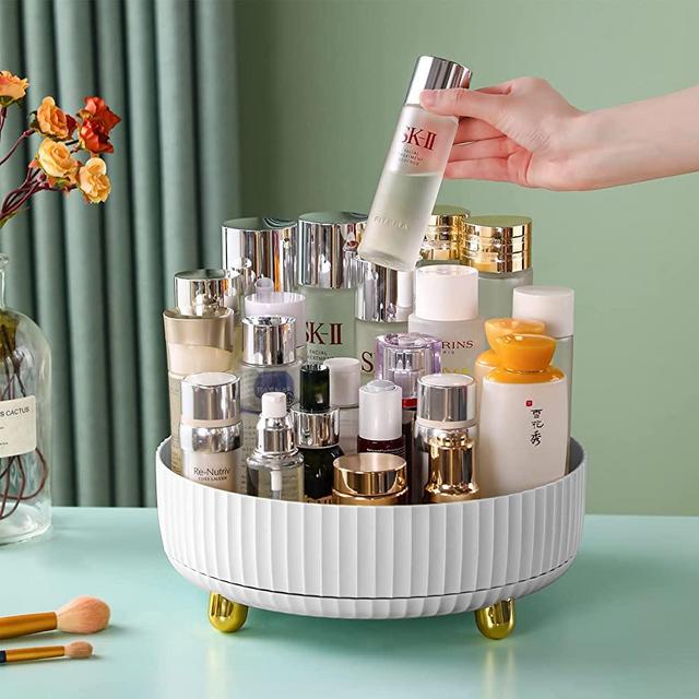 funest Makeup Perfume Organizer, 360 Degree Rotating Lazy Susan Cosmetic Desk Storage Lotions Display Case Round perfume Tray with Large Capacity , for your Jewelry