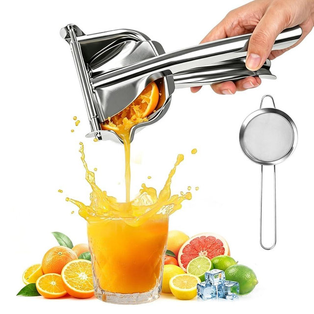 Large Lemon Squeezer, 304 Stainless Steel Manual Juicer Hand Press with 3.3" Fine Mesh Filter, Heavy Duty Fruit Squeezer for Orange, Citrus, Lime, Pomegranate-Dishwasher Safe