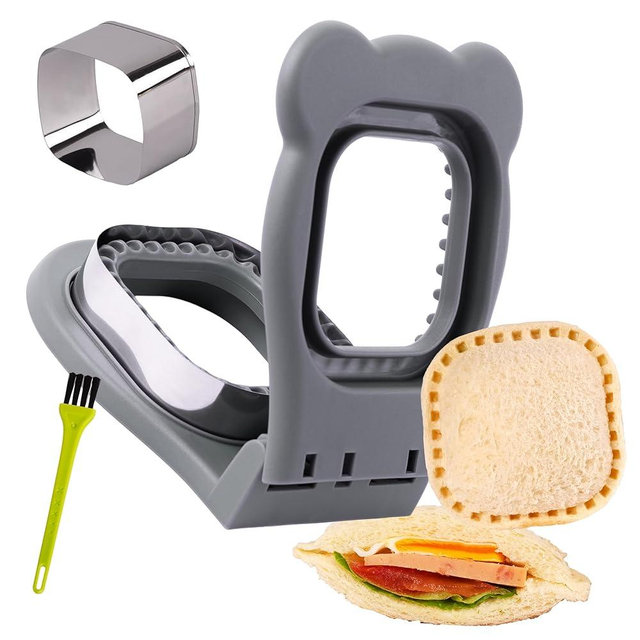 Uncrustables Sandwich Maker Sealer Cutter, Crustless Sandwich Cutter, PB&J Uncrustable Maker - Color Grey, Square Shape