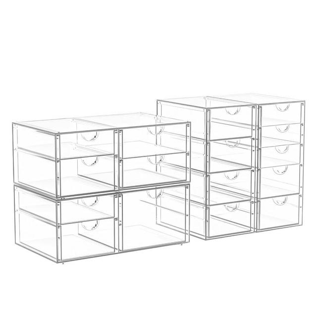 Makeup Organizer,16 Drawers Acrylic Clear Drawer Organizer, Clear Makeup Organizer, Plastic Storage Drawers for Vanity, Bathroom, Closet, Desk