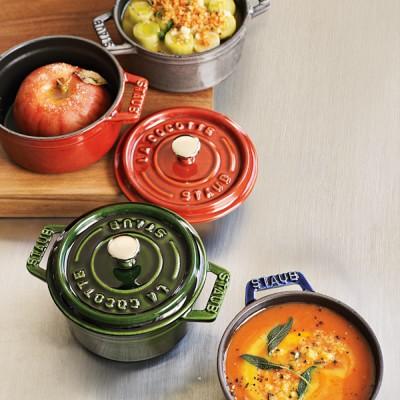 Staub Enameled Cast Iron Mini Round Cocotte Set, 1/4-Qt.