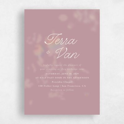 Dusty Rose, Pink Wedding Invitation - Ola Portrait