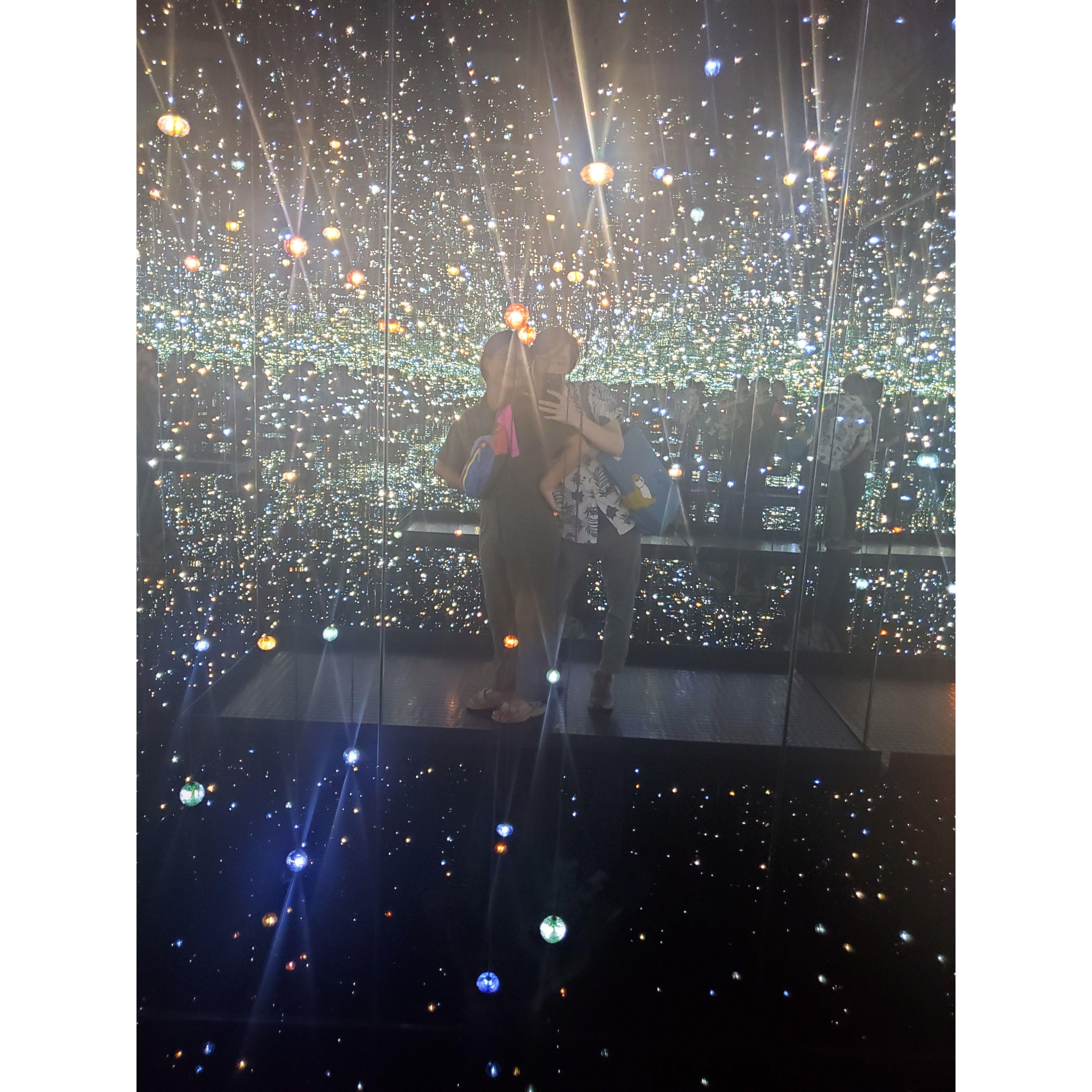Inside a Yayoi Kusama installation at The Broad in LA on Sept. 21, 2023