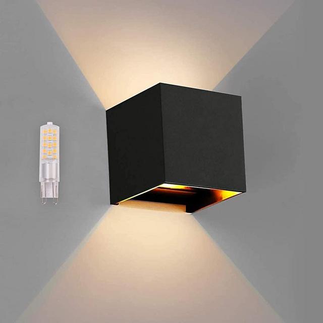 OOWOLF LED Outdoor Wall Sconce Lamp Outdoor Indoor, Waterproof IP65 Aluminum LED Wall Lighting Replaceable G9 LED Bulb for Living Room, Bathroom, Hallway, Balcony, Stairs, Path, Patio 3000K Warm White