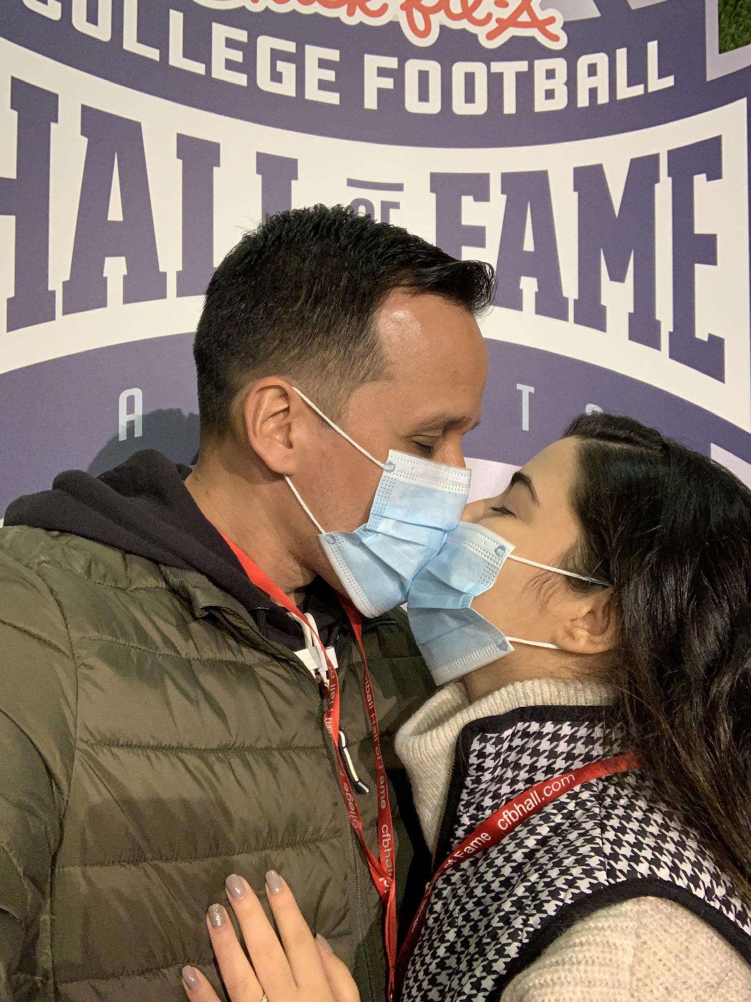 They wanted in on the mask-on kiss trend!