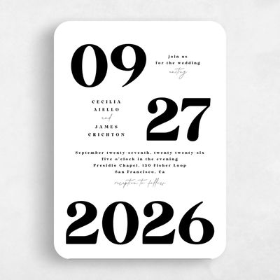 White Rounded Wedding Invitation - Bolduc Portrait