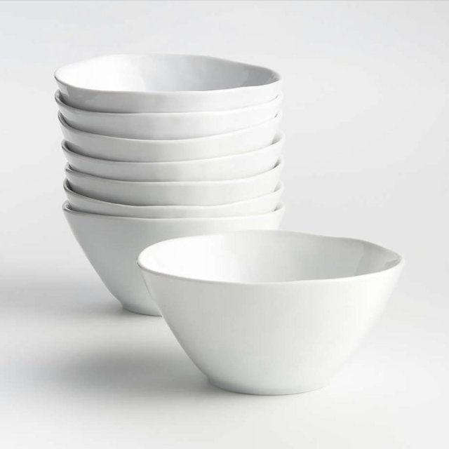 Mercer White Porcelain Cereal Bowls, Set of 8
