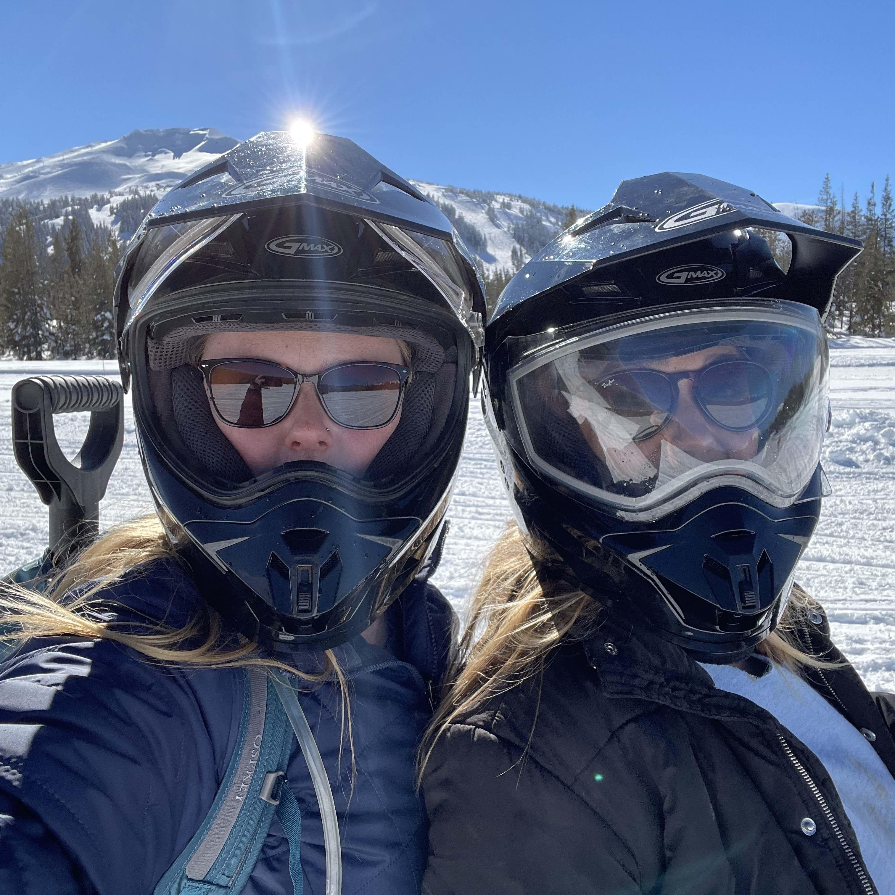 Snowmobiling our first winter in Bend