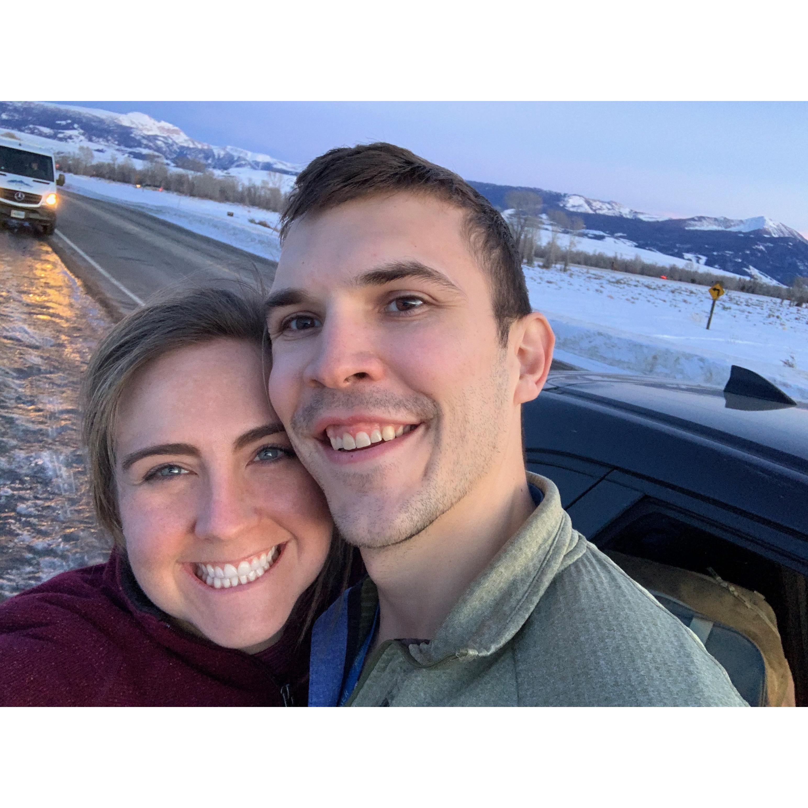 February 1, 2020: The couple went on a long drive with their friend Peter looking for a moose! Upon finding one, Madison of course needed to take a selfie to document the experience!