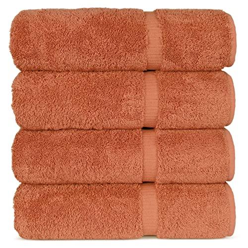 Chakir Turkish Linens Hotel & Spa Quality, Highly Absorbent 100% Cotton Turkish Towel Set (Bath Towel - Set of 4, Coral)
