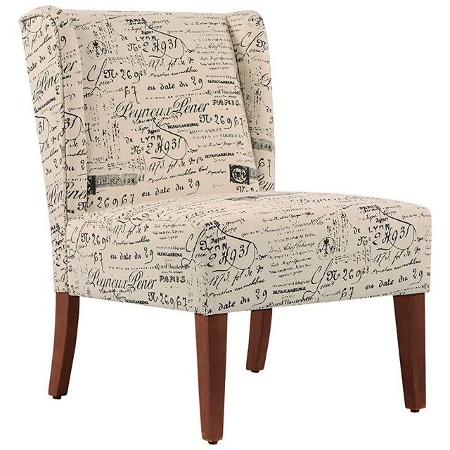 HOMCOM Upholstered Armless Accent Chair, Leisure Side Chair with Wingback, Soft Linen Fabric and Solid Wood Legs, Letter