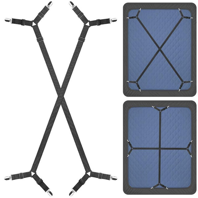 ZHOUBIN Sheet Suspenders Clips, Bed Sheet Straps Mattress Sheet Holders for Twin, Full, Queen, King - Keep Sheets in Place Corner Sheet Grippers Fasteners Sheet Stays
