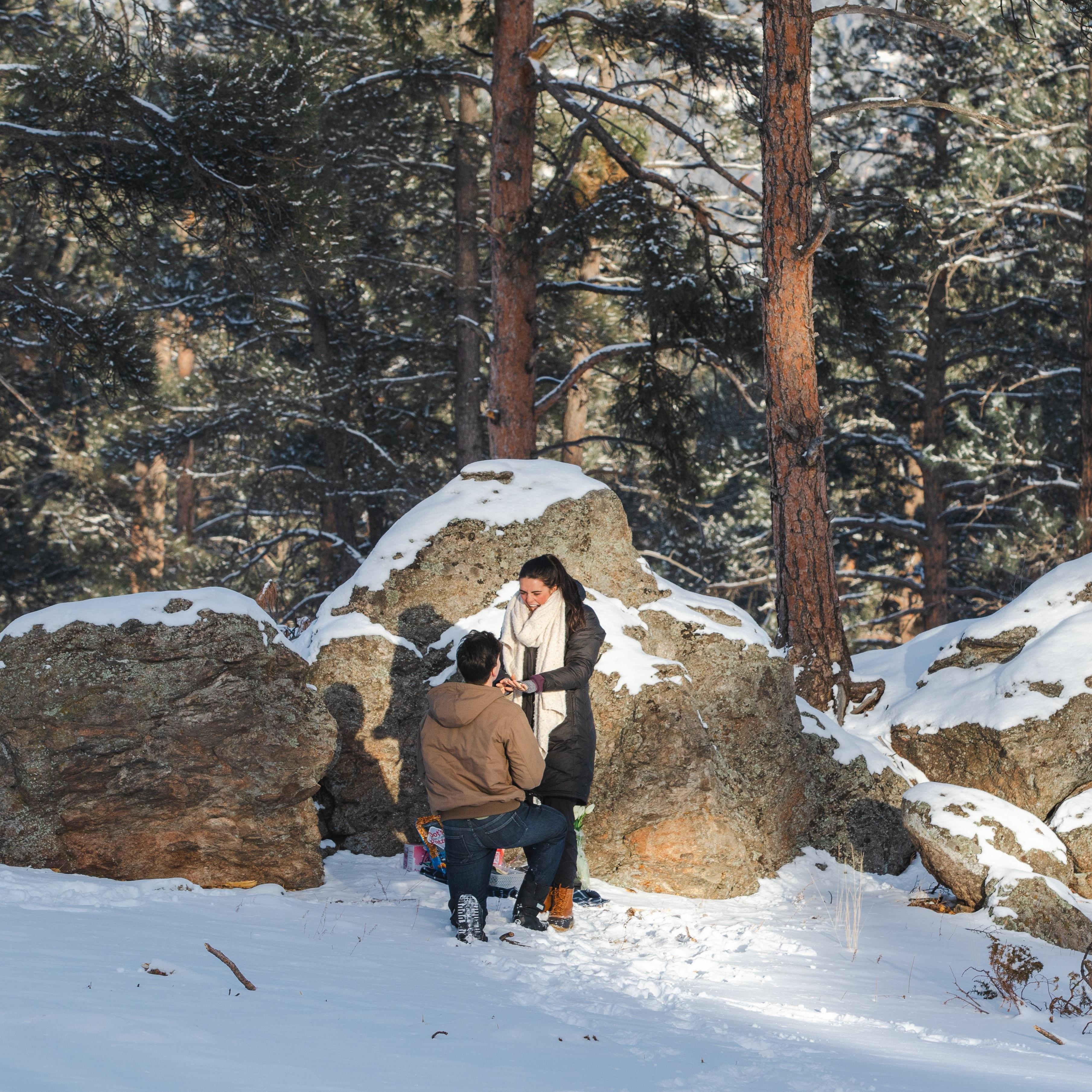 We got engaged on January 13, in -6 degree weather, in Evergreen, Colorado. Alec's "Plan A" went haywire and he had to scramble to maintain the sweetest surprise.