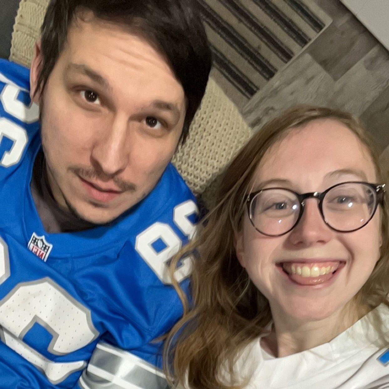 Kennedy forcing Mike to sit and watch (some) of the Lions game with her!