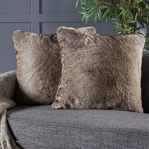Christopher Knight Home 299799 Ellison Faux Throw Pillow (Set of 2), Gray Taupe