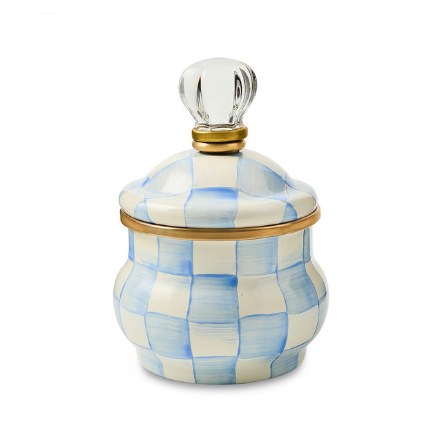 MacKenzie-Childs Sky Check 10 oz. Lidded Sugar Bowl