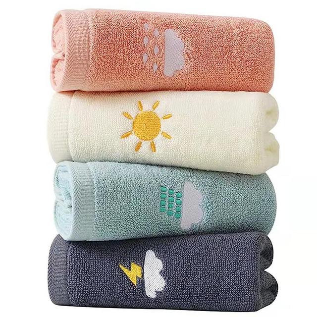 Lchkrep Hand Towels 4 Set, 100% Cotton Bath Hand Towel for Bathroom, Face, Kitchen, Gym and Spa, Ultra Soft and Highly Absorbent Hand Towels for Bathroom, Size 14" x 29" (White Pink Blue Gray-4 Pack)