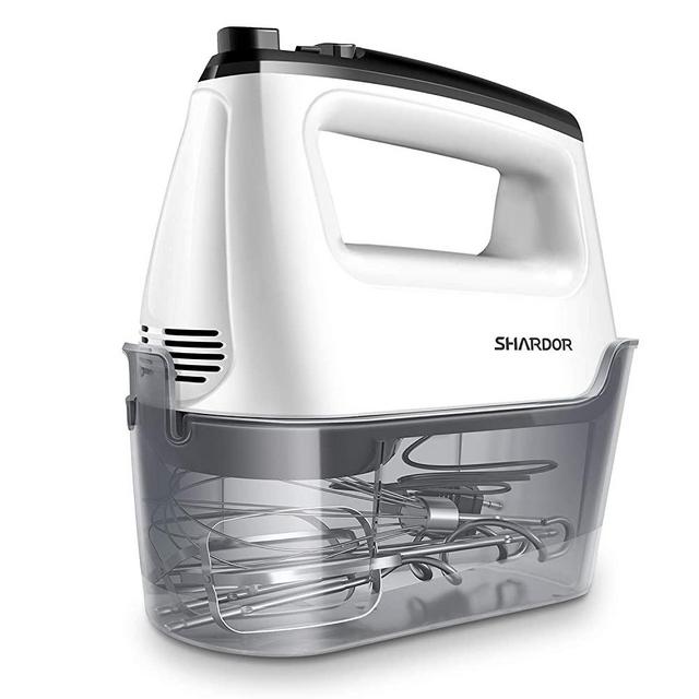 SHARDOR Hand Mixer Electric, Handheld Mixer With 2x6 Speed, Electric Mixer for Dough, Egg, Cake, 5 Stainless Steel Accessories, Snap on Storage Case