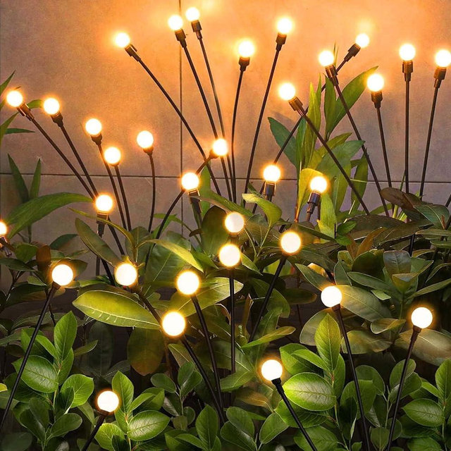 NBQQ Solar Garden Lights,Solar Firefly Lights,6 Pack 48 Heads Solar Lights Outdoor Waterproof Decorative,Sway by Wind, High Flexibility Iron Wire & Heavy Bulb Base,Yard Patio Pathway Lawn Decoration