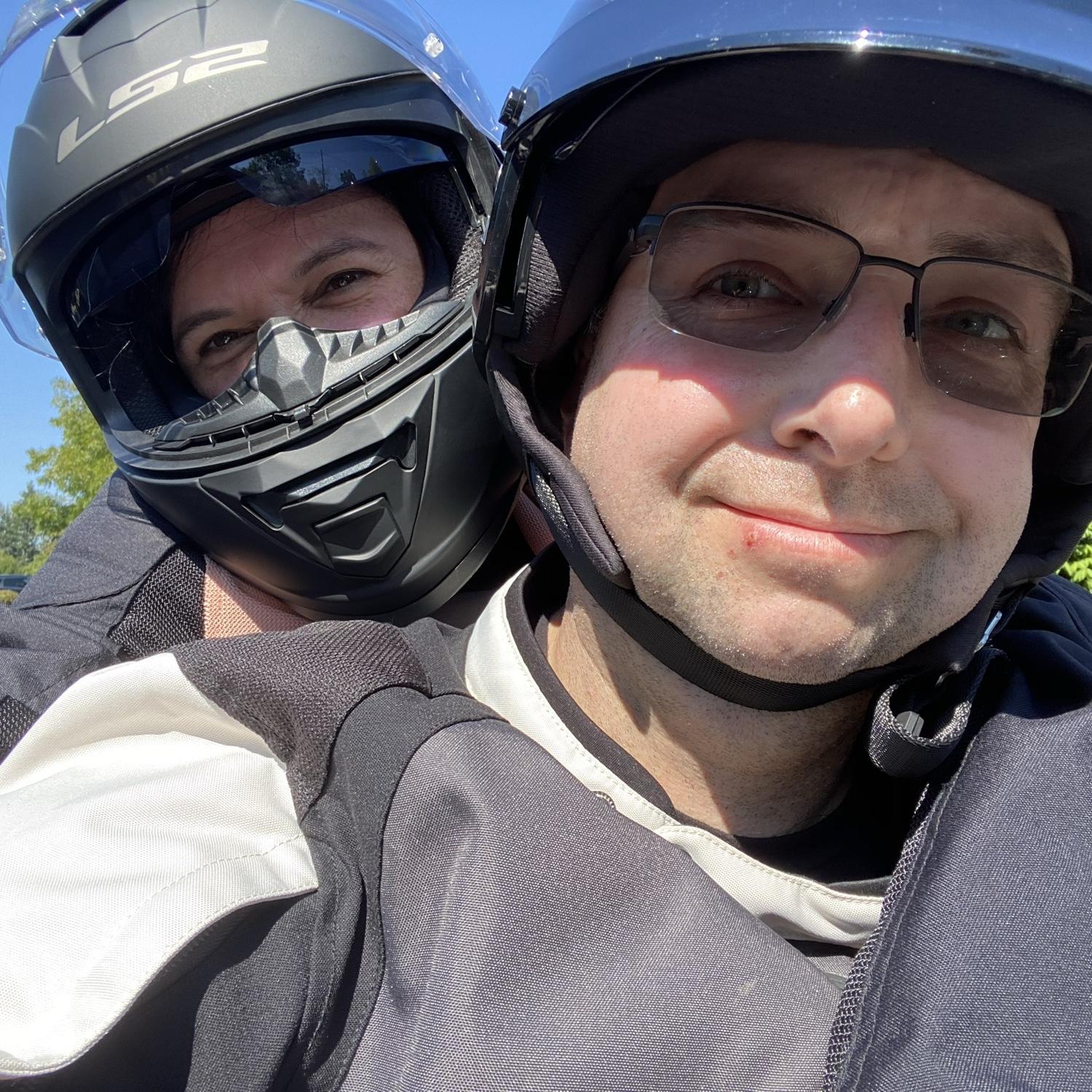 First time on the motorcycle for Allison