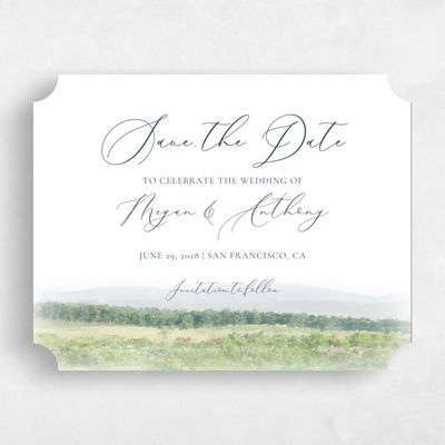 White Ticket Wedding Save the Date - Meadowlark Landscape